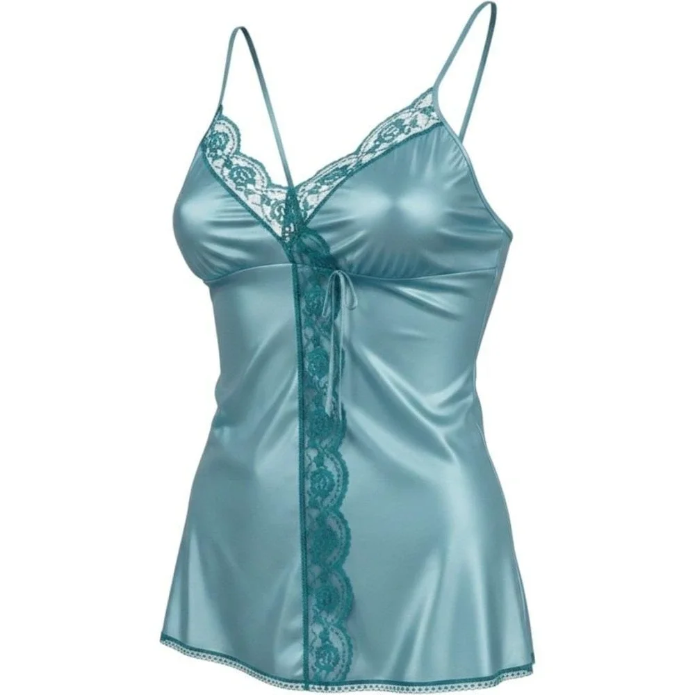 Vintage Y2K M Victoria's Secret Angels Satin Laced Babydoll Lingerie Blue